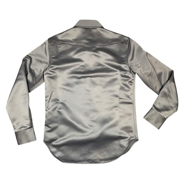 ACNE STUDIOS SHINY SILVER GRAY WESTERN SHIRT WITH SNAPS NWT SIZE MEDIUM - Picture 4 of 8